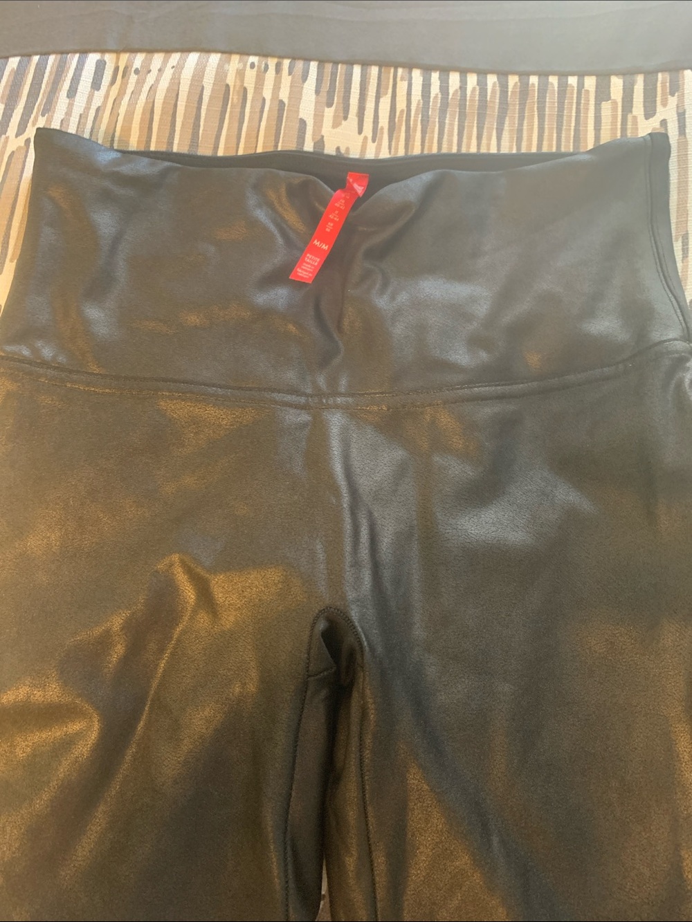 SPANX womens Black Faux Leather-Look Leggings